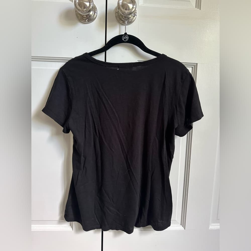 Black t-shirt with tie detail - Thumbnail 5