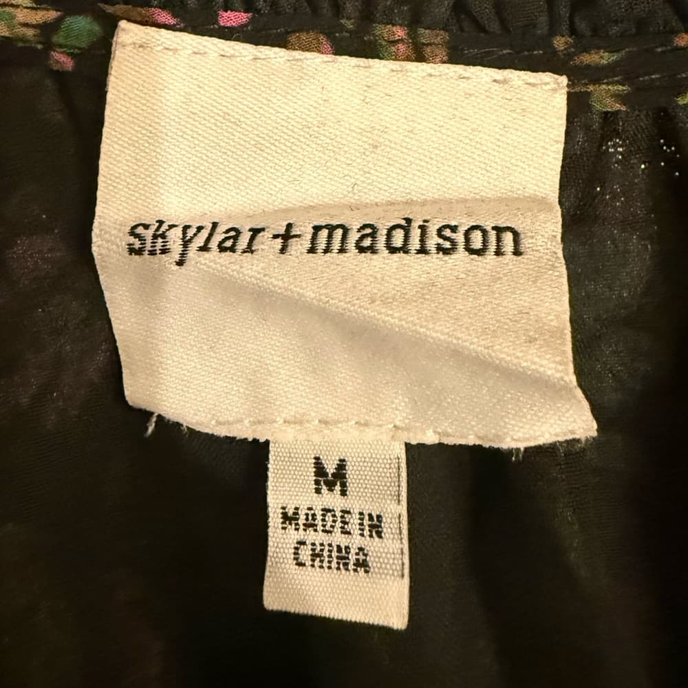 Skylar + Madison Black Dress with Floral Accents - Thumbnail 3
