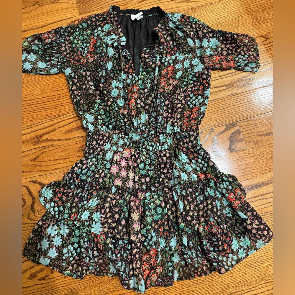 Skylar + Madison Black Dress with Floral Accents - Thumbnail 2