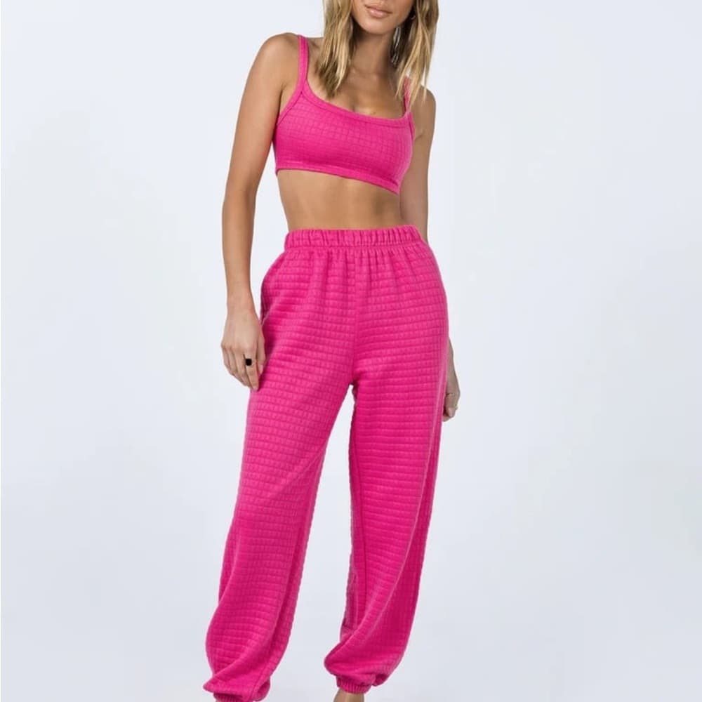 Princess Polly Women's Pink Waffle Knit Bottoms Set - Thumbnail 2