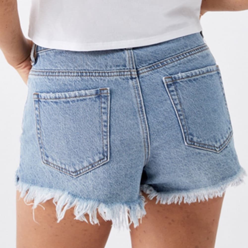 PacSun Blue High Waisted Denim Festival Shorts - Thumbnail 6