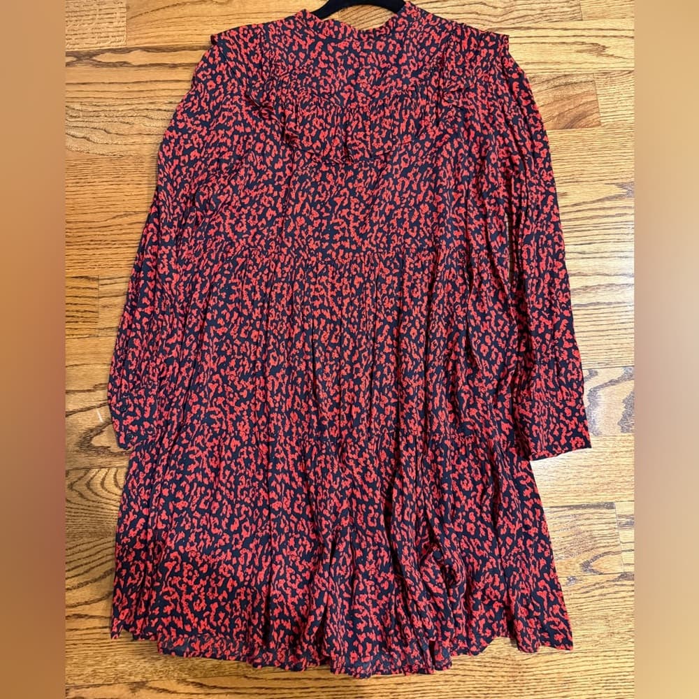 Zara Red and Black Long Sleeve Dress - Thumbnail 4