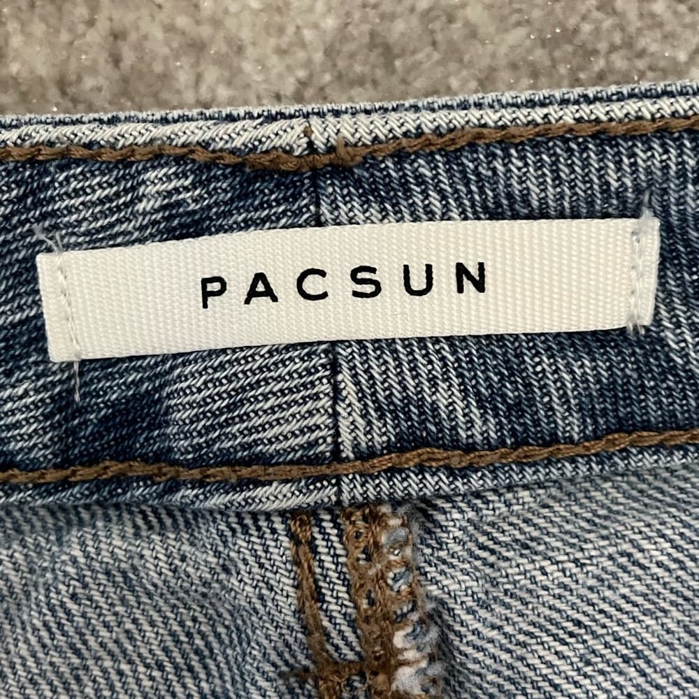 PacSun Blue High Waisted Denim Festival Shorts - Thumbnail 7