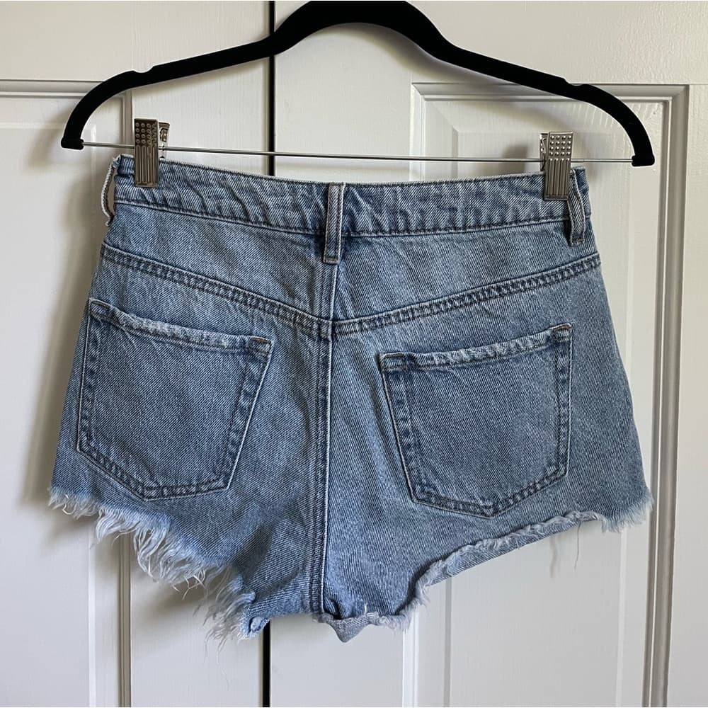 PacSun Blue High Waisted Denim Festival Shorts - Thumbnail 2