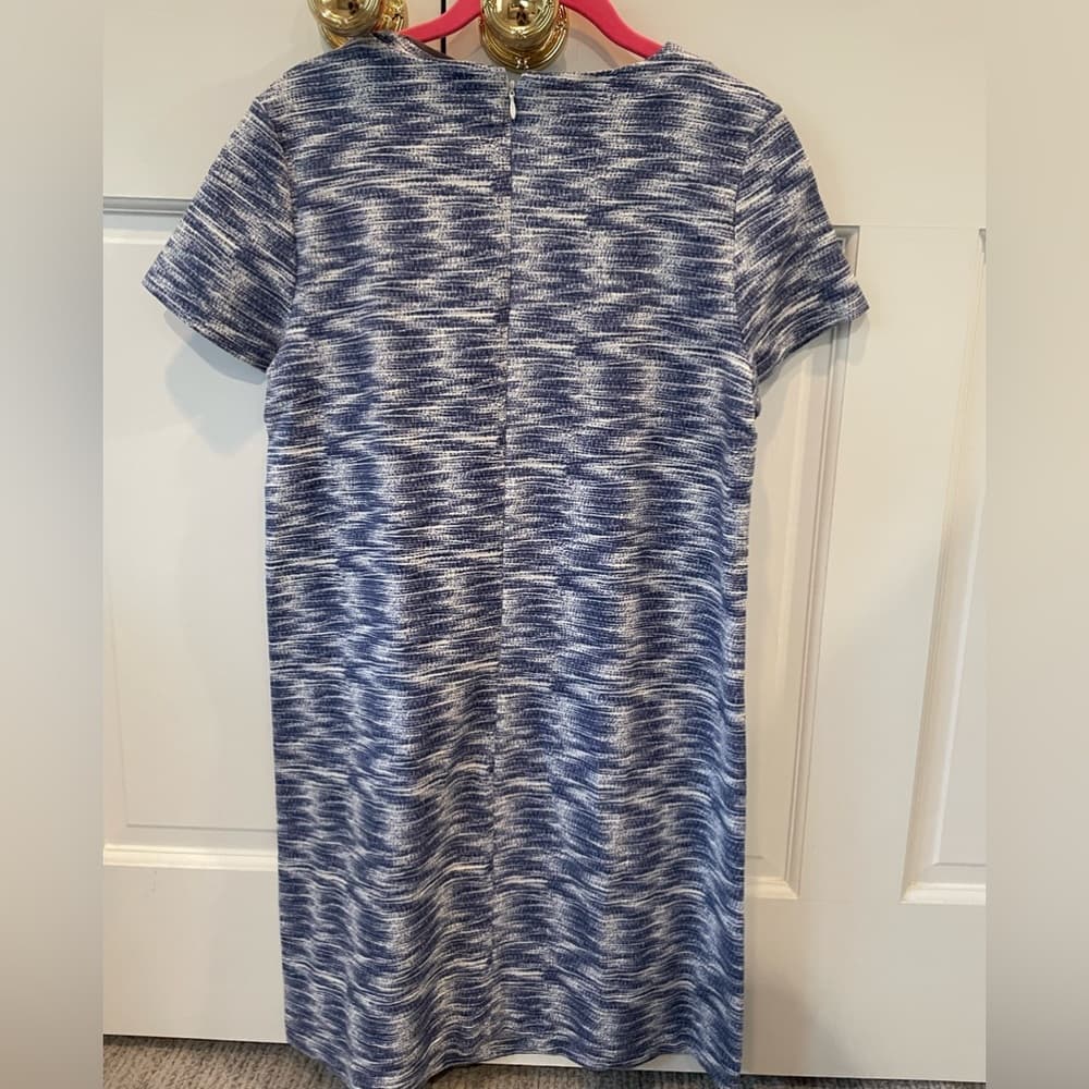 LOFT Blue Textured Knit Dress Size 4 - Thumbnail 4