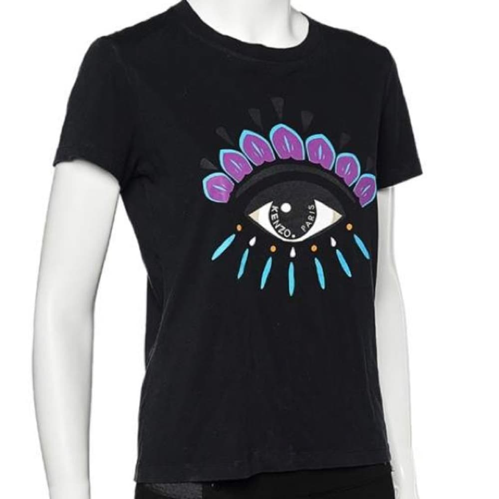 Kenzo Black Cotton Eye Printed T-Shirt - Thumbnail 3