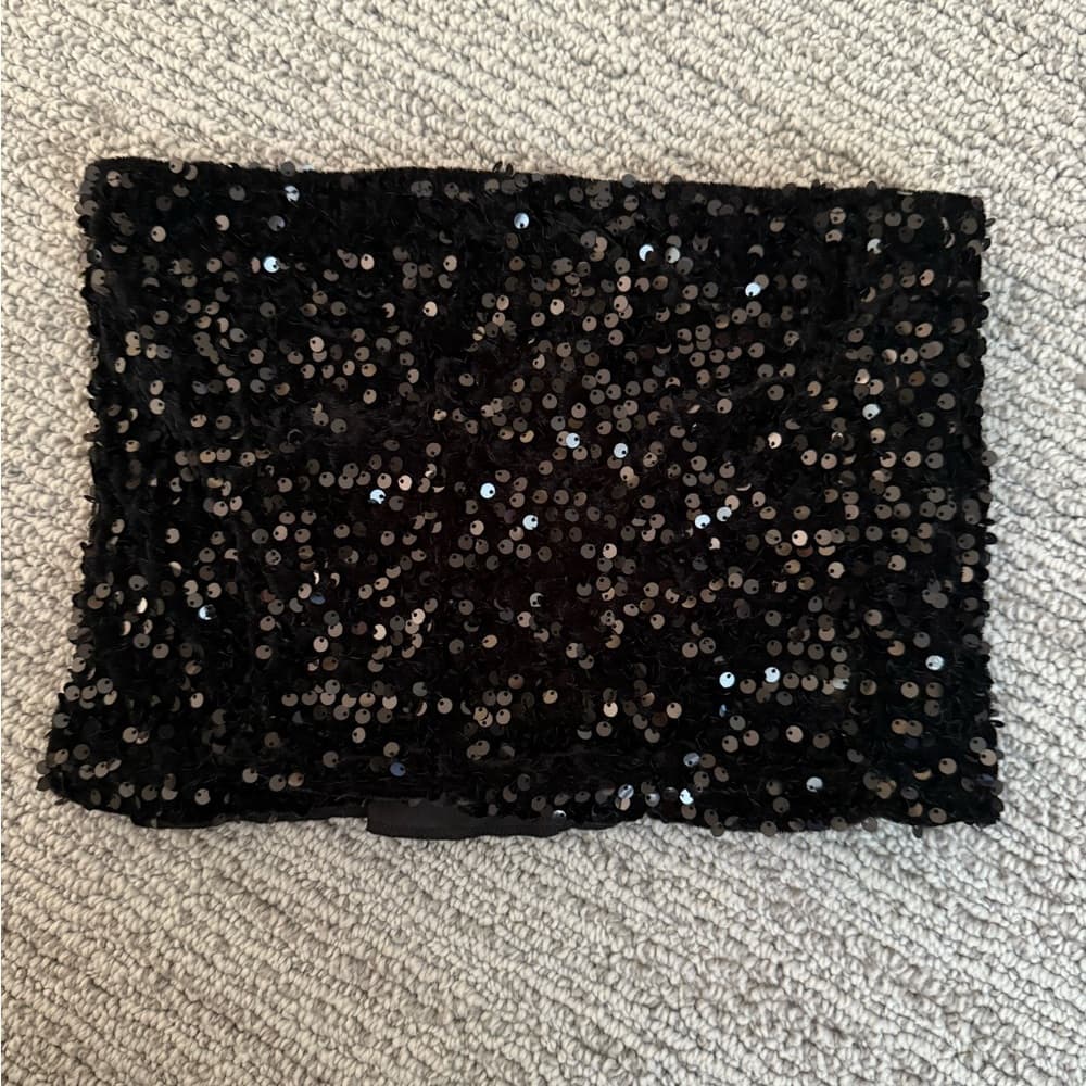 NWT Motel Rocks Bandeau Top In Mini Sequin Black - Thumbnail 3