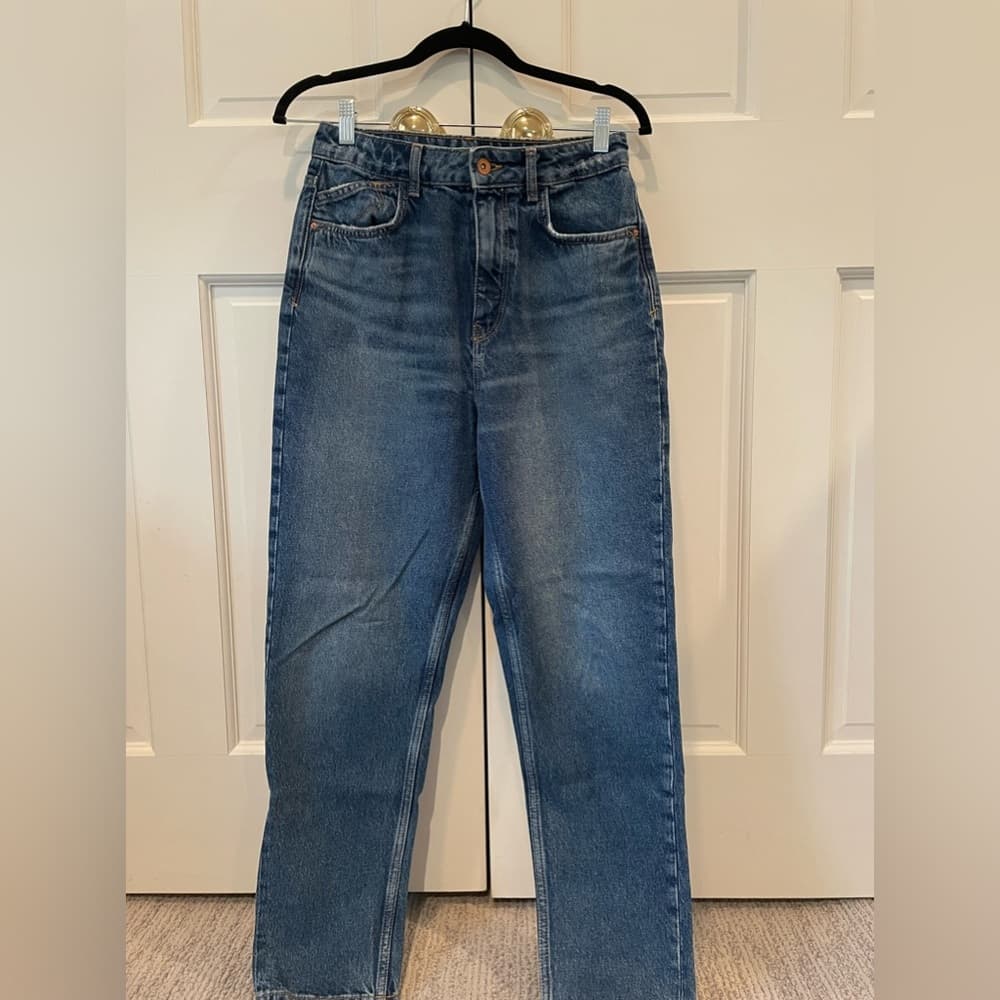 Zara Blue Wash Tapered Jeans Women’s 6 - Thumbnail 2