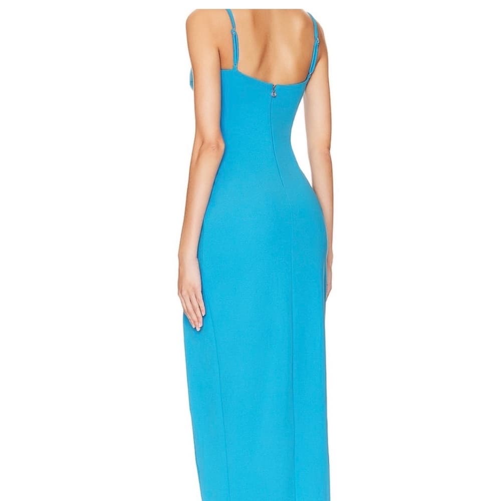 Nookie Turquoise Spaghetti-Strap Maxi Dress with High Slit - Thumbnail 3