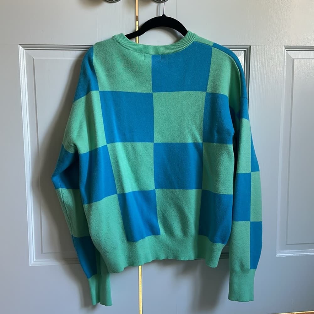 Edikted Blue and Green Checkered Sweater - Size Small - Thumbnail 3