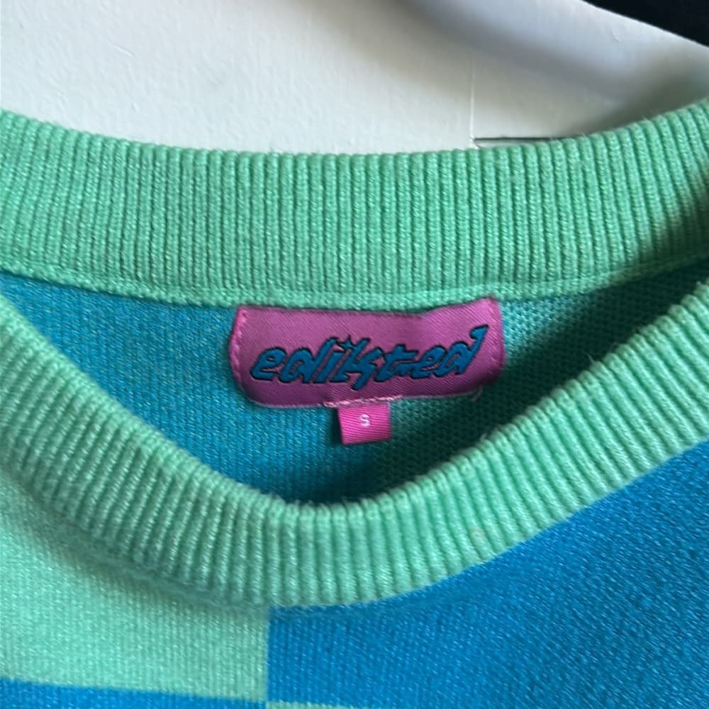Edikted Blue and Green Checkered Sweater - Size Small - Thumbnail 2