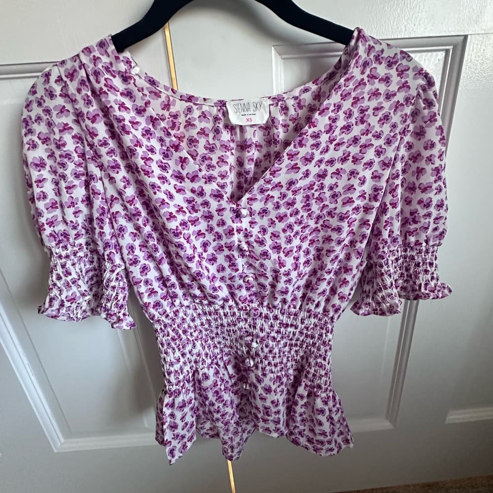 Sienna Sky Pink and Purple Floral Blouse XS - Thumbnail 3