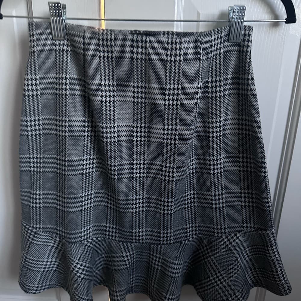 Aqua Black and White Asymmetrical Wrap Mini Skirt - Thumbnail 2