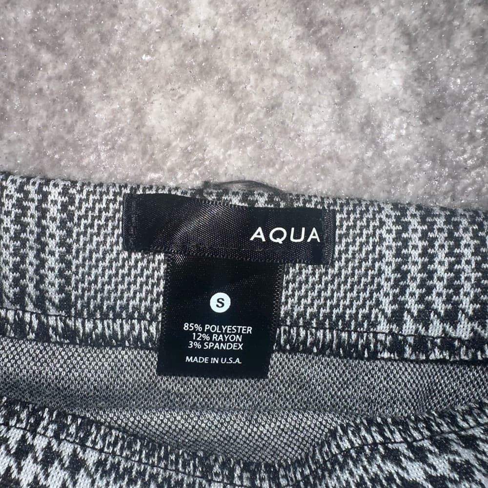 Aqua Black and White Asymmetrical Wrap Mini Skirt - Thumbnail 3