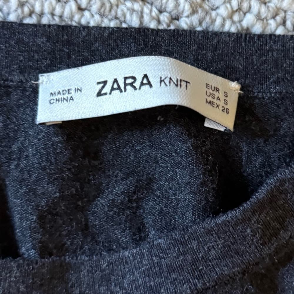 Zara Dark Gray Knit Top - Thumbnail 4
