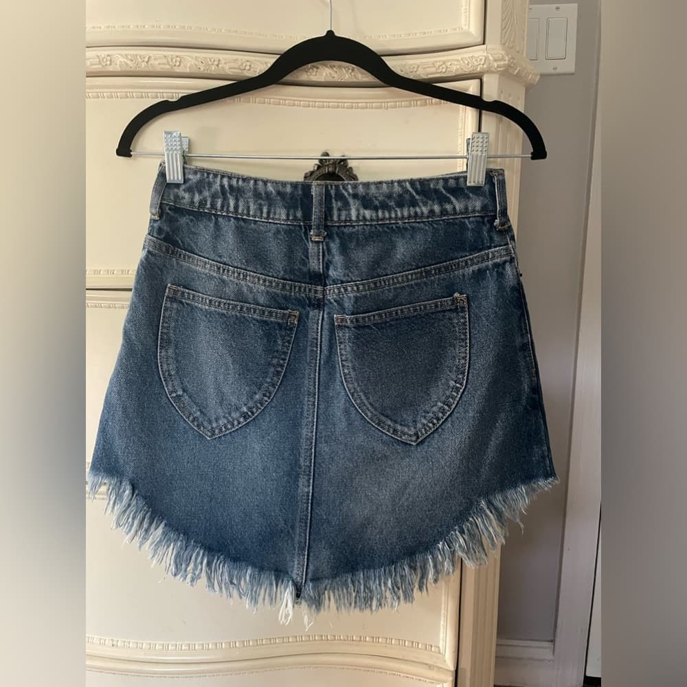 Free People Bailey Denim Mini Skirt - Thumbnail 4