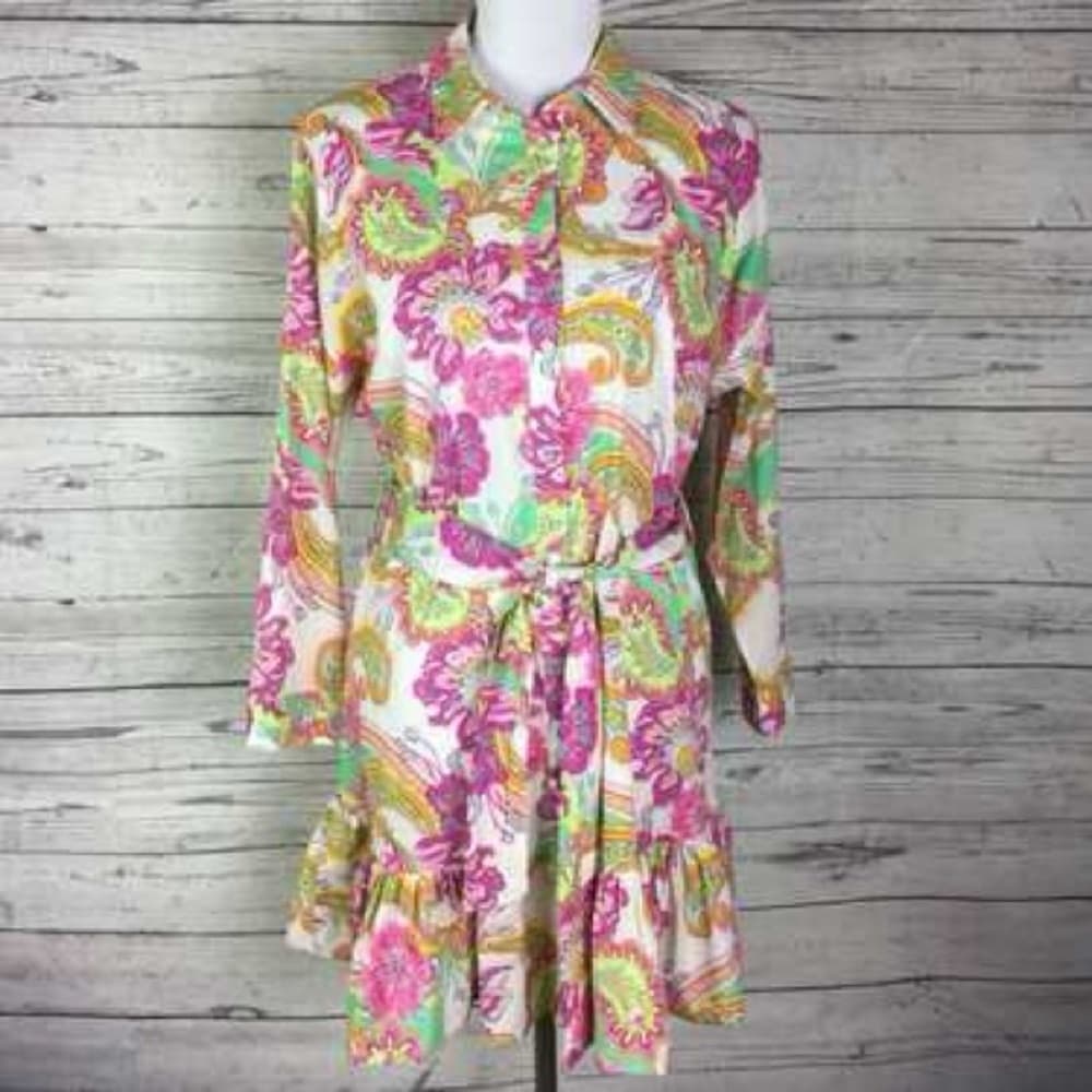 Zara Multicolor Paisley Long Sleeve Dress - Thumbnail 6