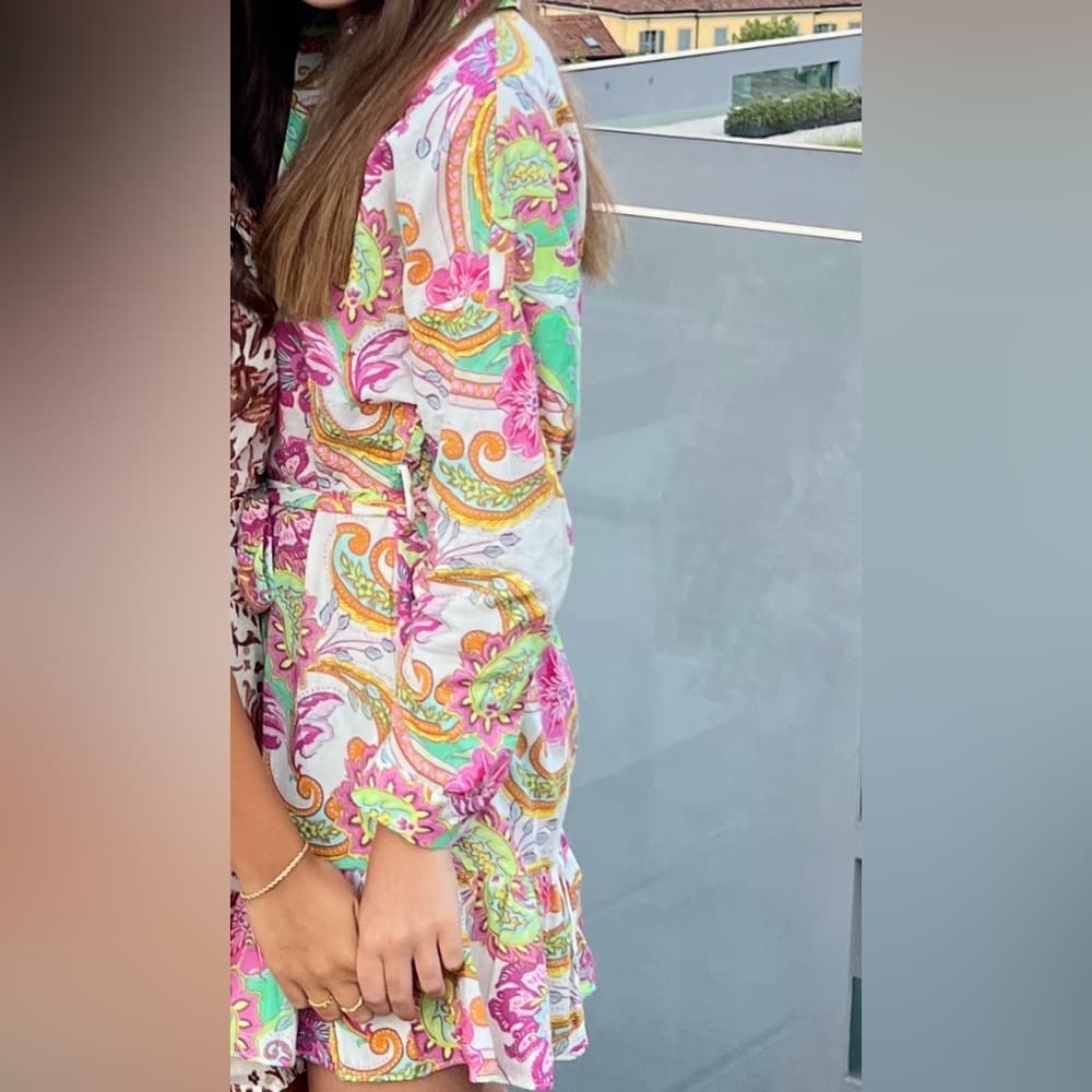 Zara Multicolor Paisley Long Sleeve Dress - Thumbnail 7