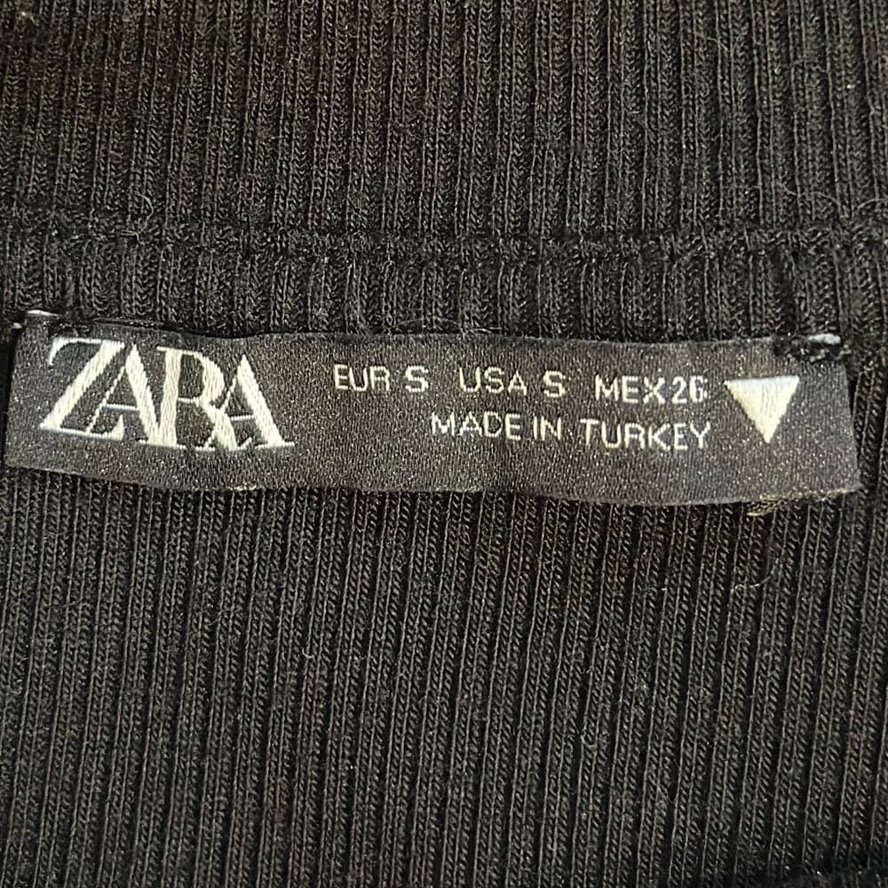 Zara ruched ribbed t-shirt black, Size Small - Thumbnail 4