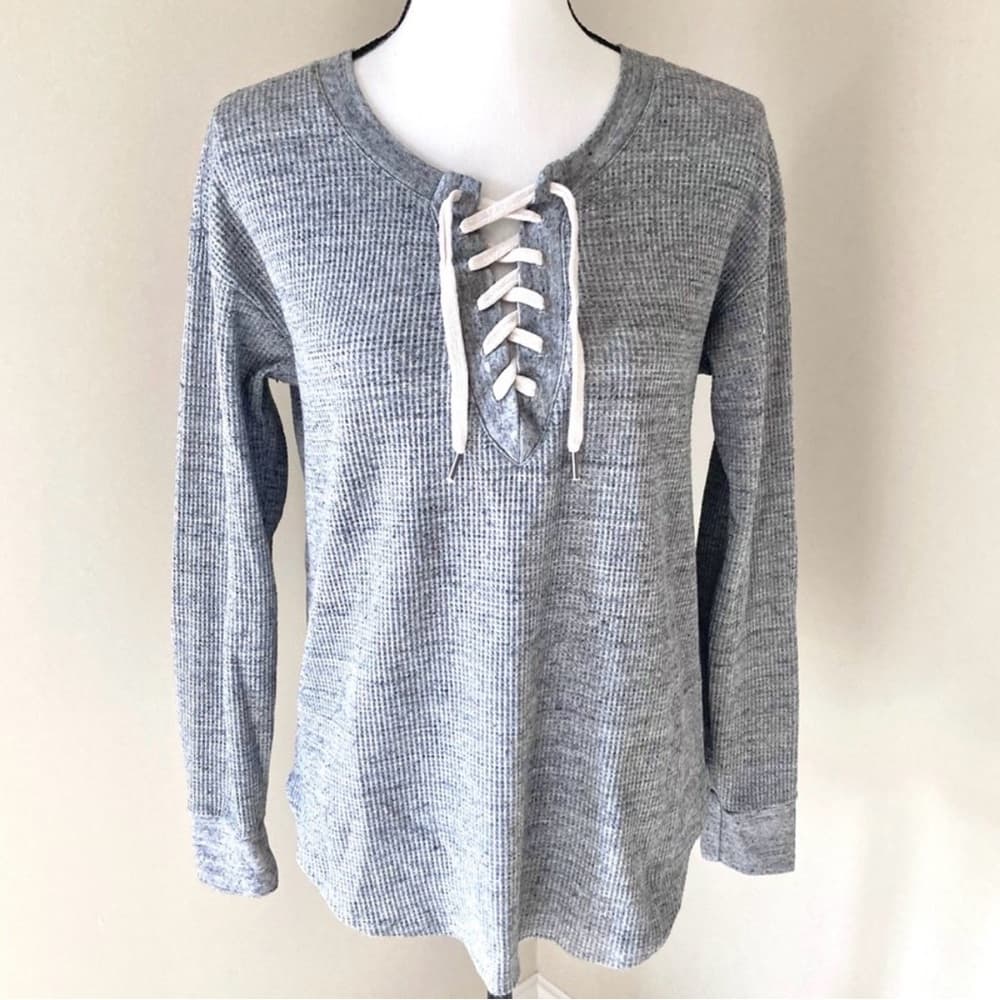 Splendid Heather Gray Waffle Knit Top - Thumbnail 2