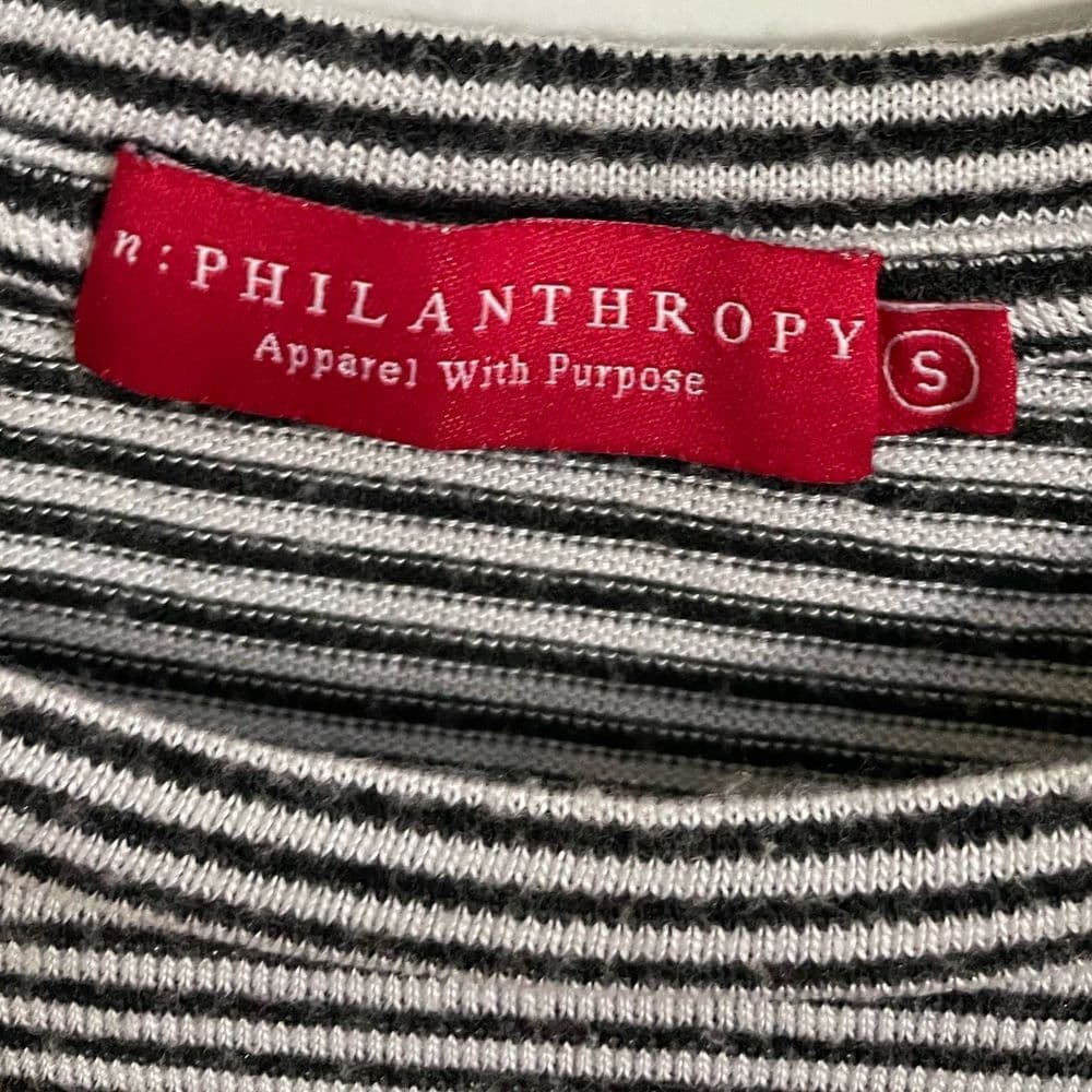 n:Philanthropy Striped Long Sleeve Cut Out Shirt - Thumbnail 2