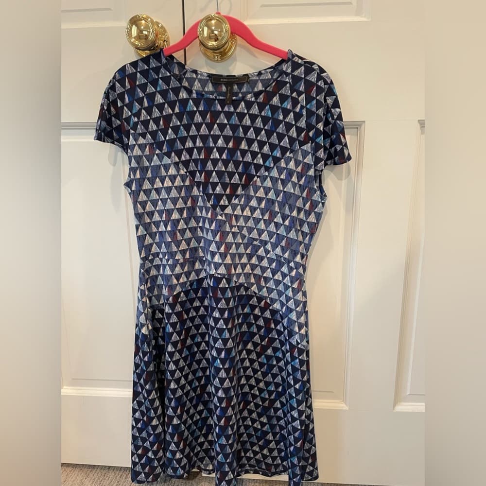 BCBG Max Azria Chelsey Mosaic Blue Triangle Dress - Thumbnail 3