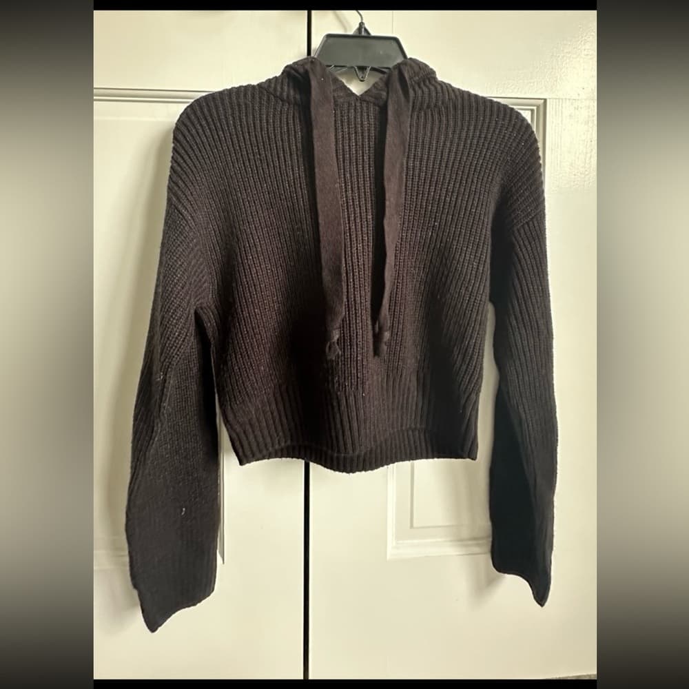 Divided Black Knit Hoodie Size XS - Thumbnail 2