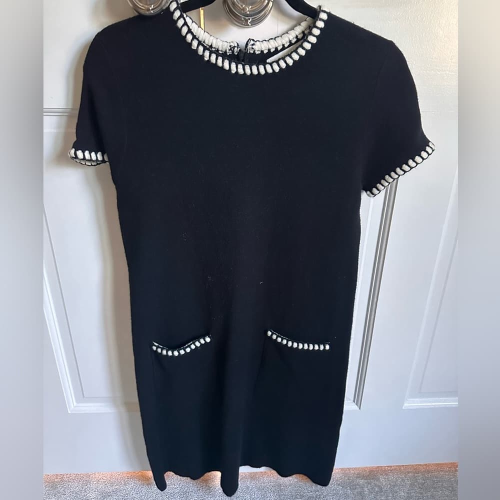 Zara Black Dress with White Trim - Thumbnail 3