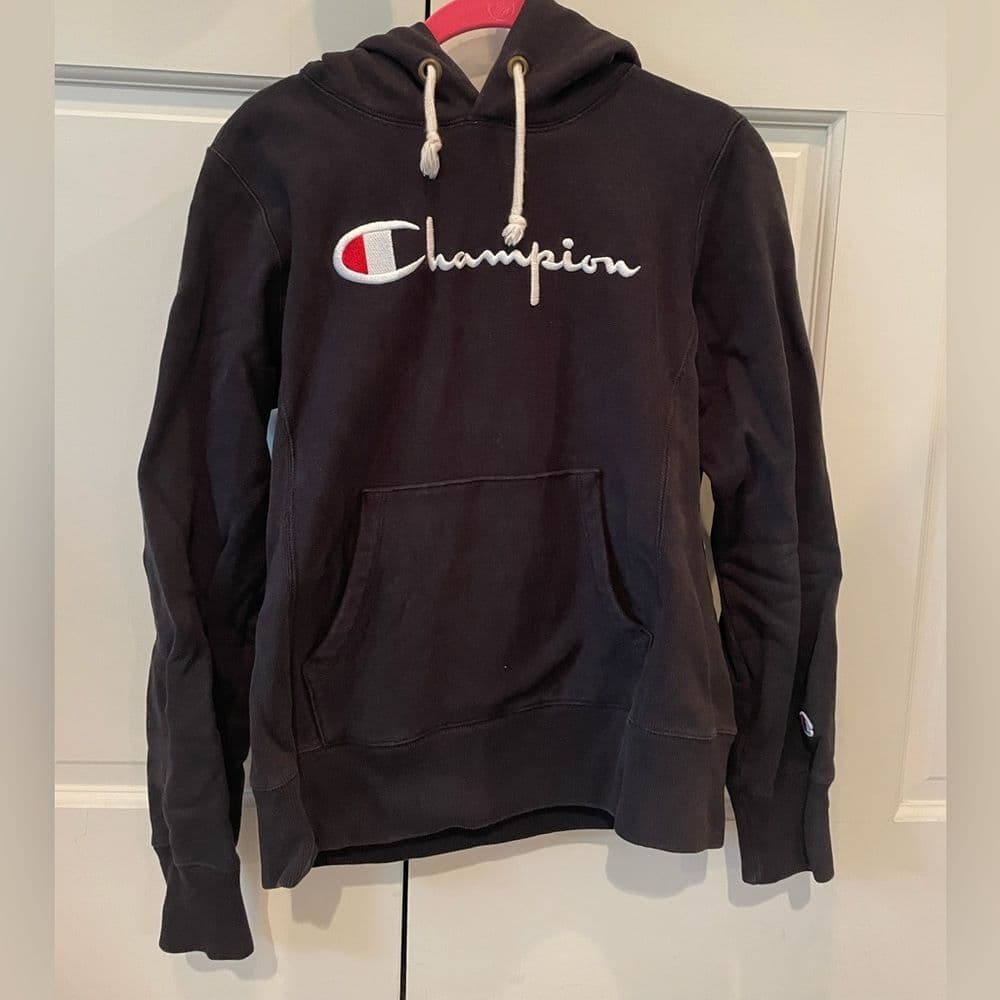 Champion Black Logo Hoodie - Thumbnail 2