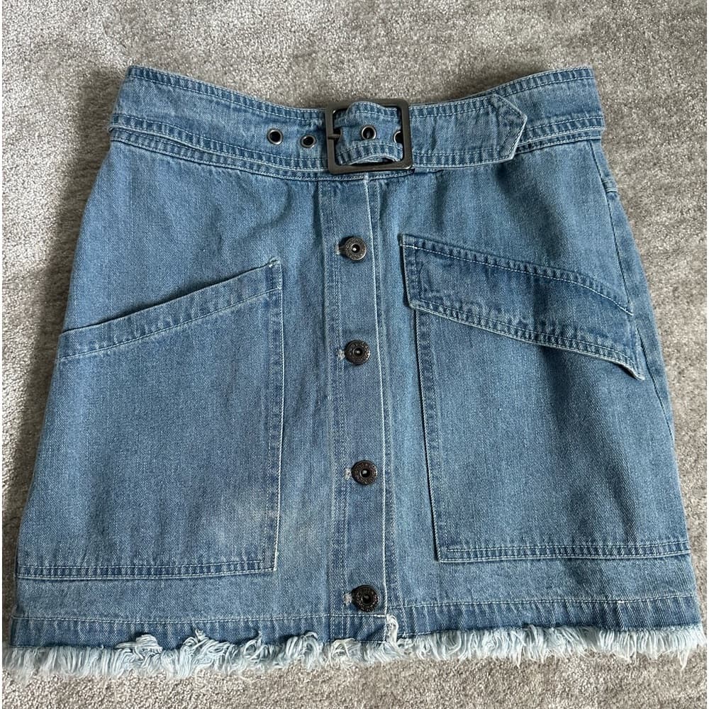 BB Dakota Mini Belted Jean Skirt - Thumbnail 3