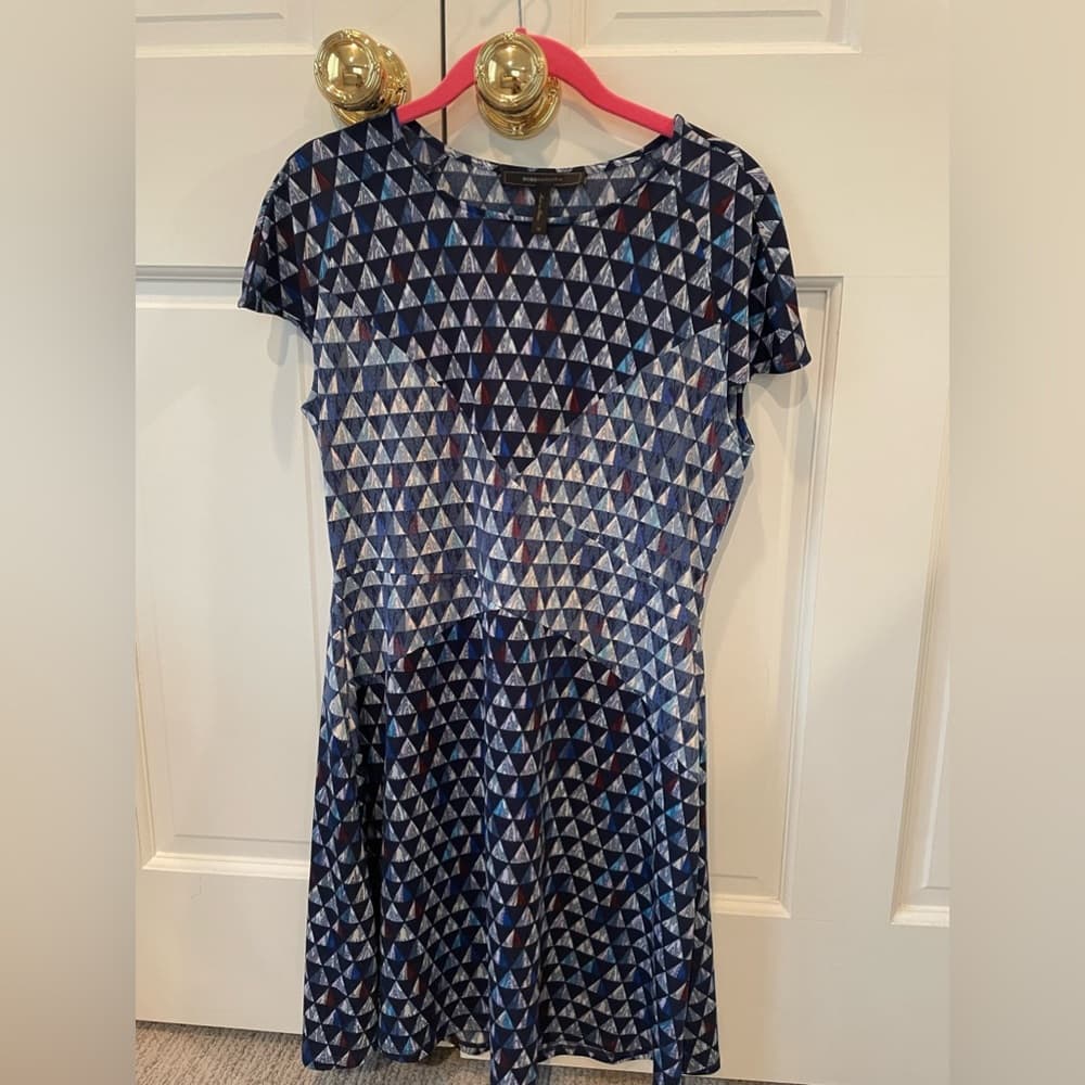 BCBG Max Azria Chelsey Mosaic Blue Triangle Dress - Thumbnail 2