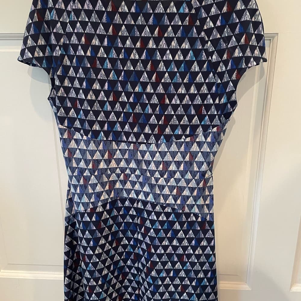 BCBG Max Azria Chelsey Mosaic Blue Triangle Dress - Thumbnail 6