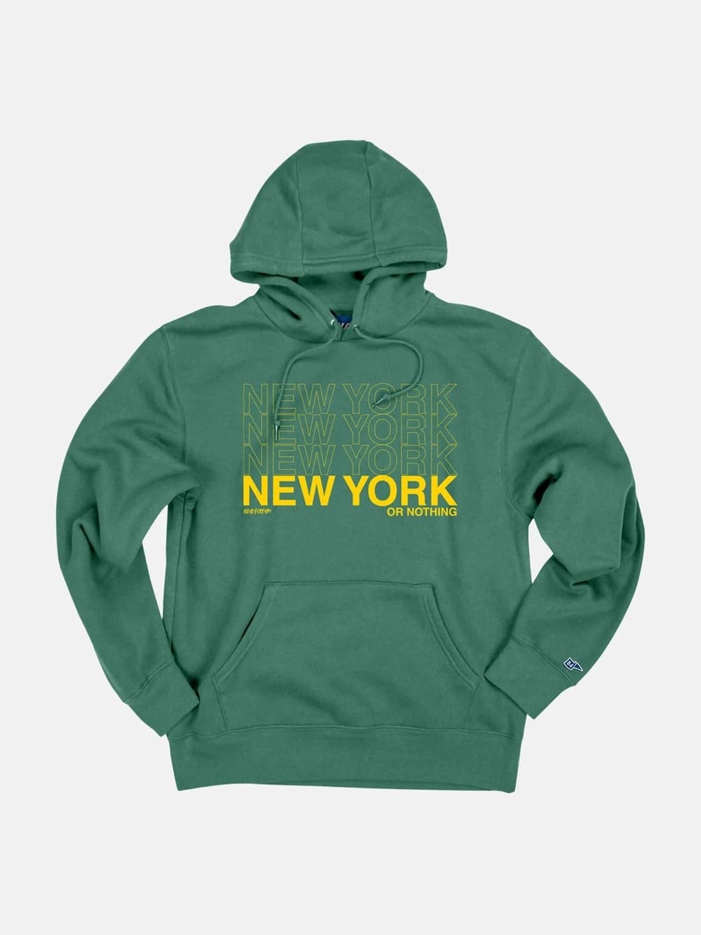 Blue and Cream Green Crewneck Sweatshirt with Yellow "New York" Graphic - Thumbnail 2