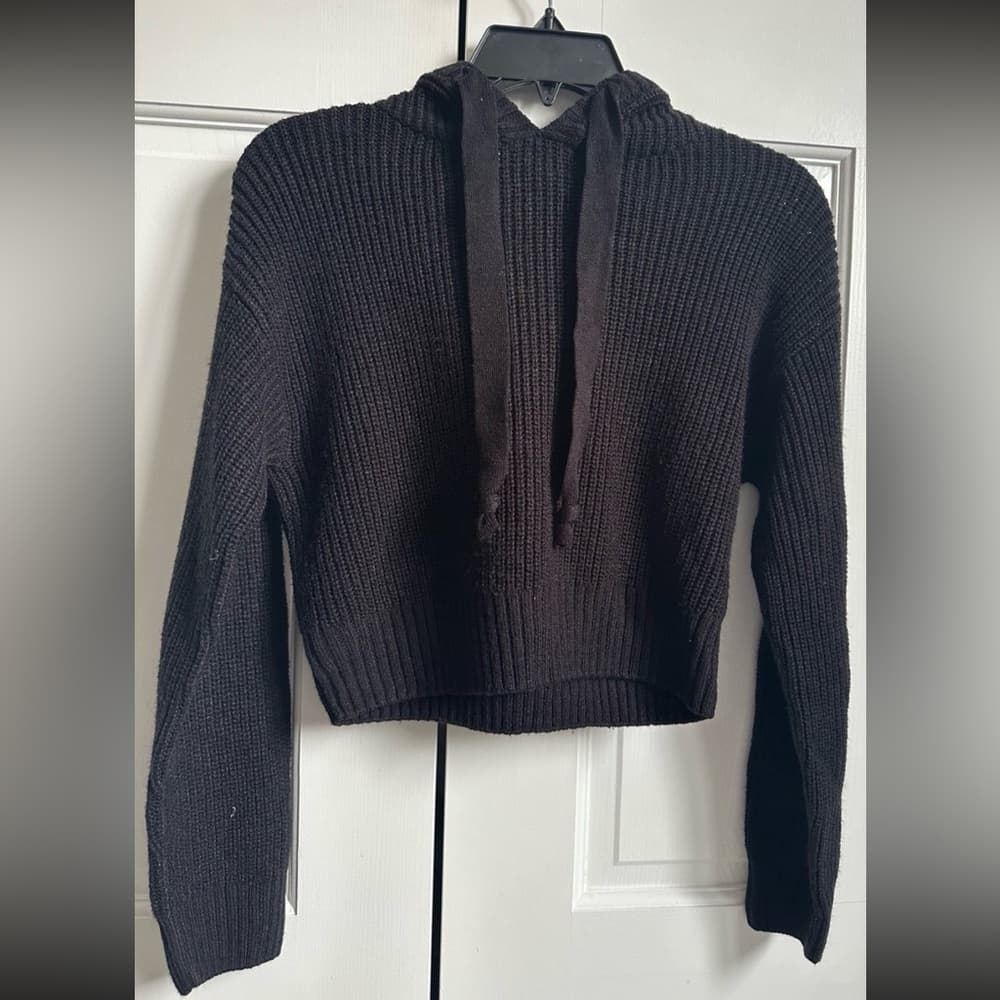 Divided Black Knit Hoodie Size XS - Thumbnail 3