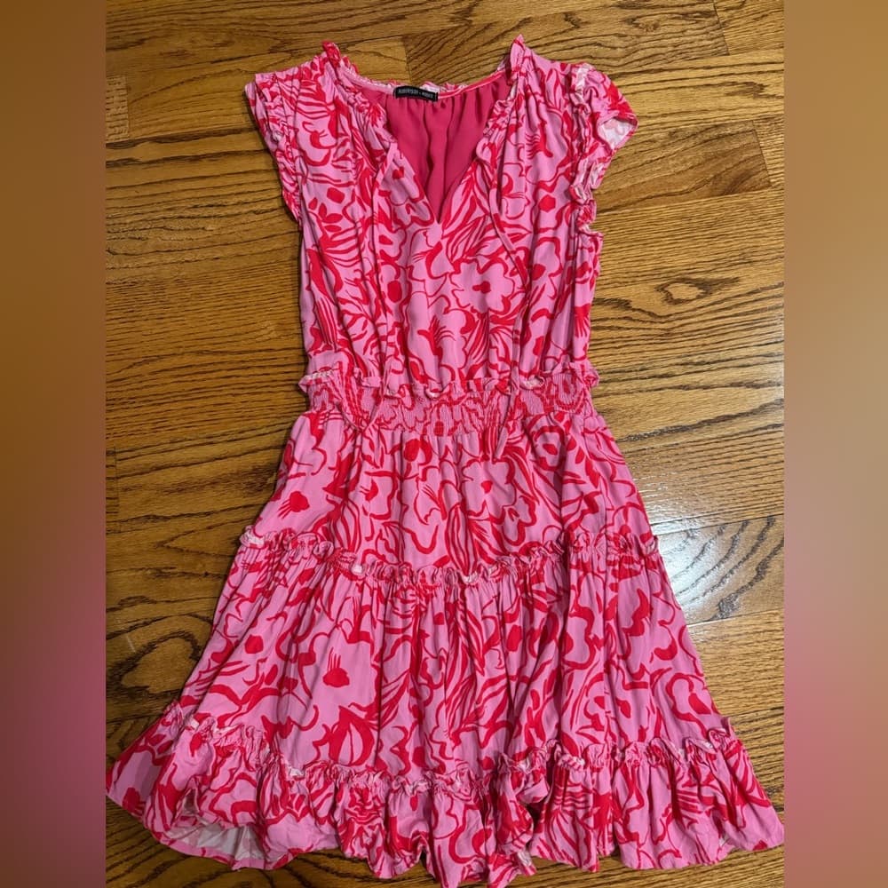Vibrant Pink Ruffle Mini Dress - Thumbnail 3