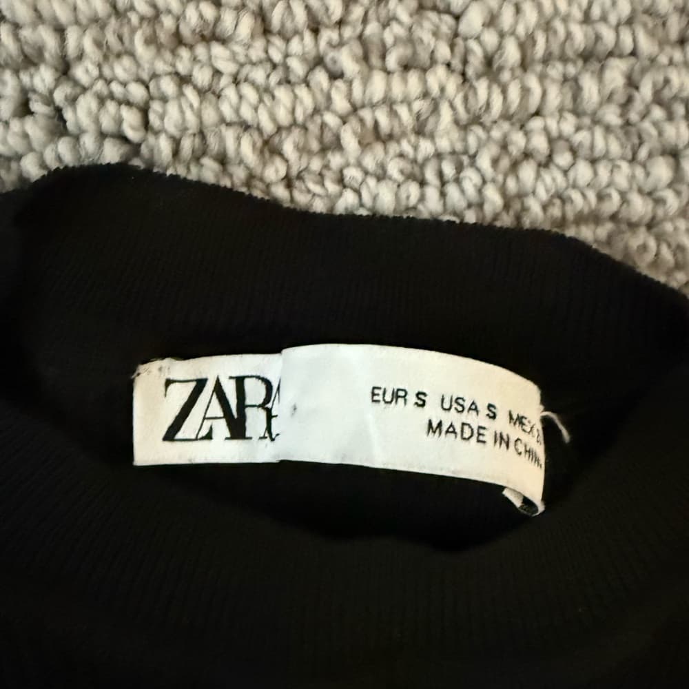 Zara Black Ribbed Knit Top with Shoulder Cutouts - Size S - Thumbnail 3