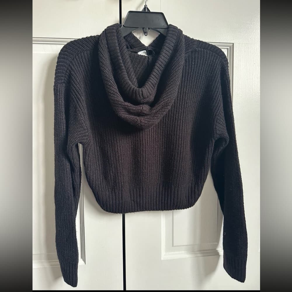 Divided Black Knit Hoodie Size XS - Thumbnail 4