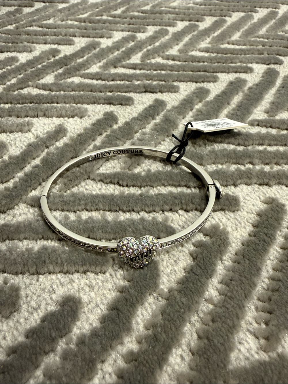 Juicy Couture AB pave crystal heart hinged bangle bracelet - Silver - Thumbnail 5