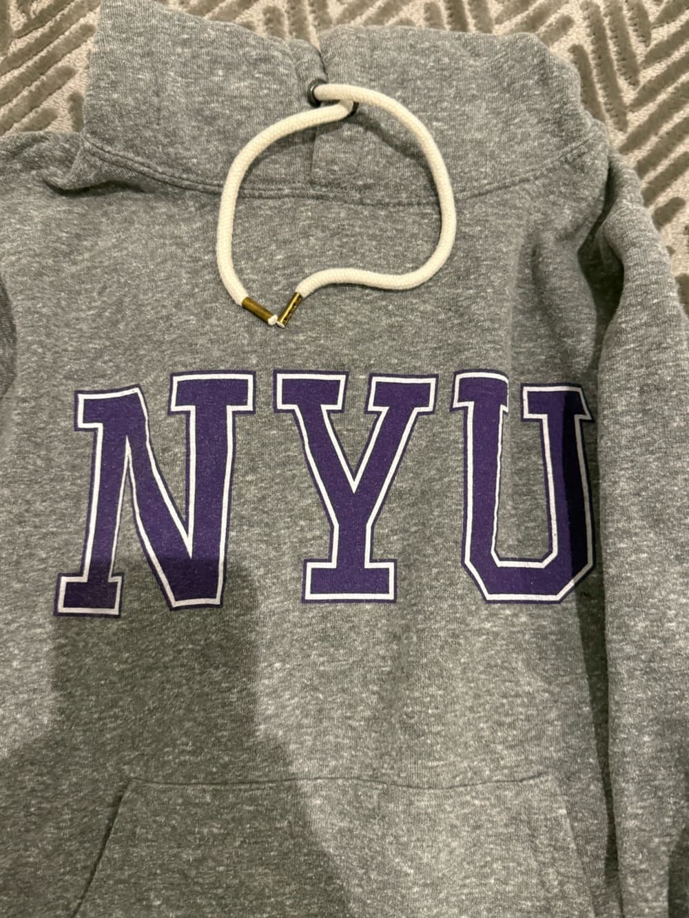League Gray Hoodie Sweater with Purple NYU Lettering - Thumbnail 3
