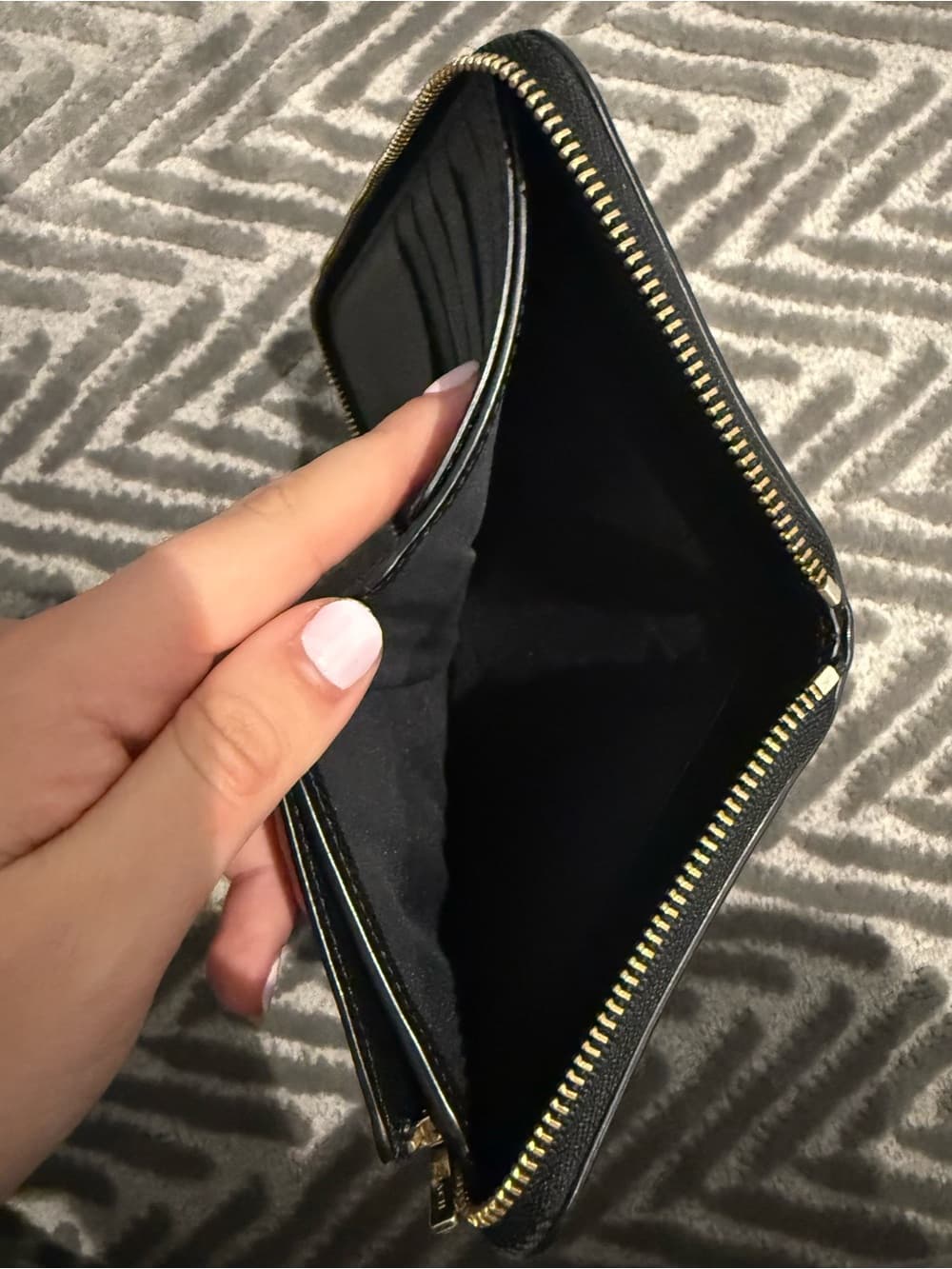 Coach Black Leather Zip-Around Wallet with Gold Logo - Thumbnail 8