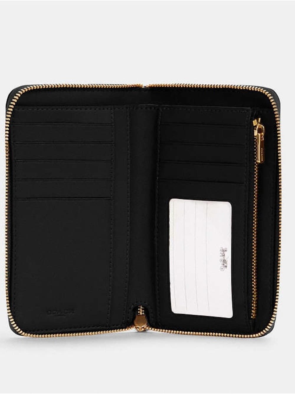 Coach Black Leather Zip-Around Wallet with Gold Logo - Thumbnail 2