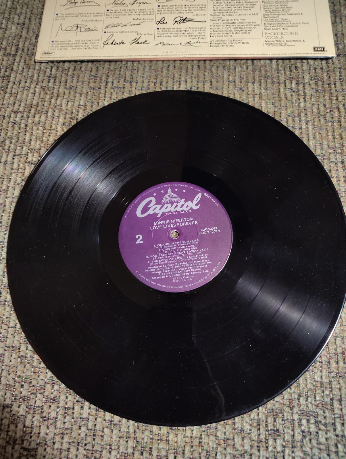 Minnie Riperton Love Lives Forever Vinyl LP 1980 Capitol Record SOO-12097 - Thumbnail 4