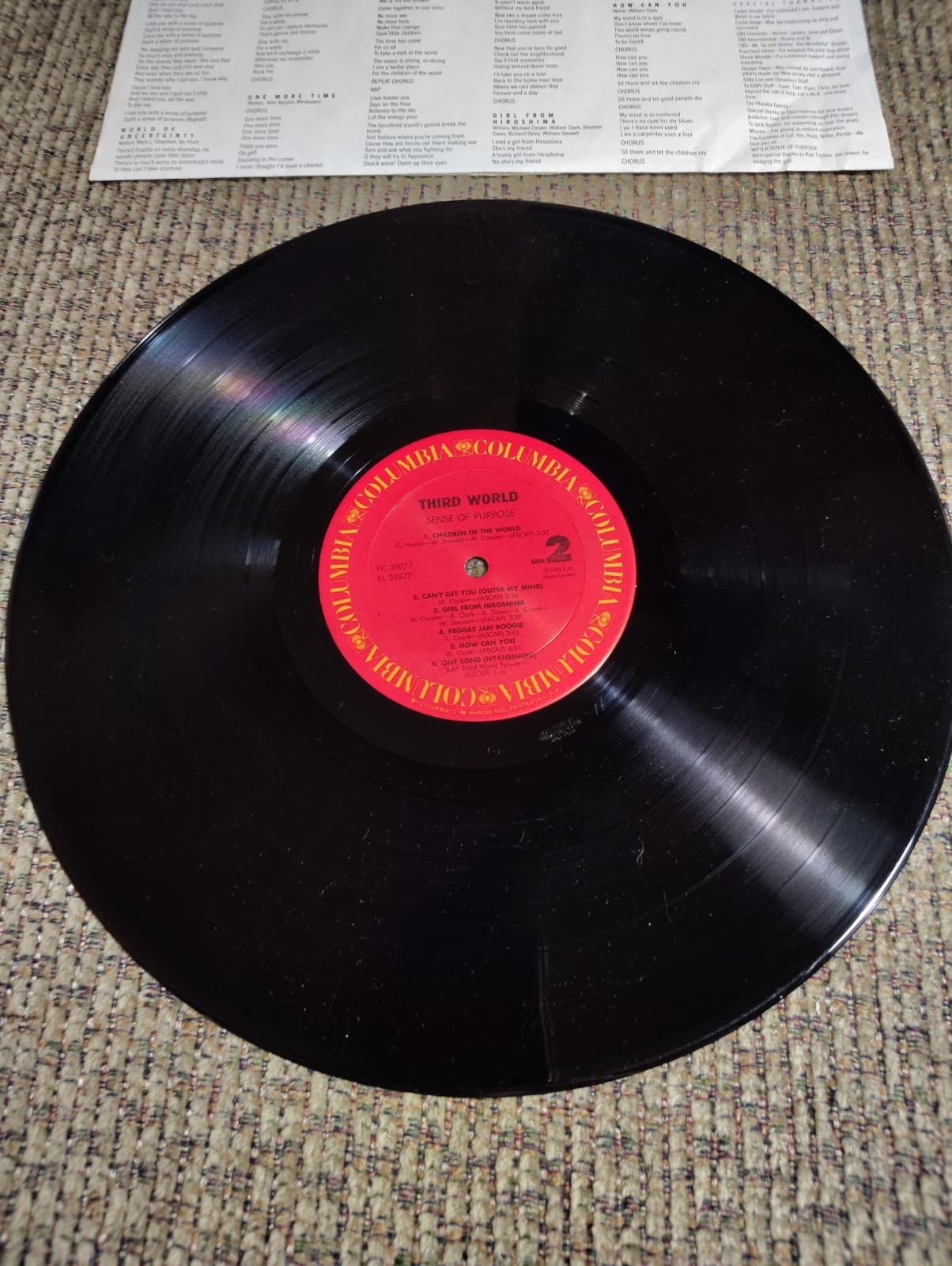 THIRD WORLD Sense of Purpose RAGGAE Vinyl LP 33RPM Record 1985 COLUMBIA RECORDS - Thumbnail 6