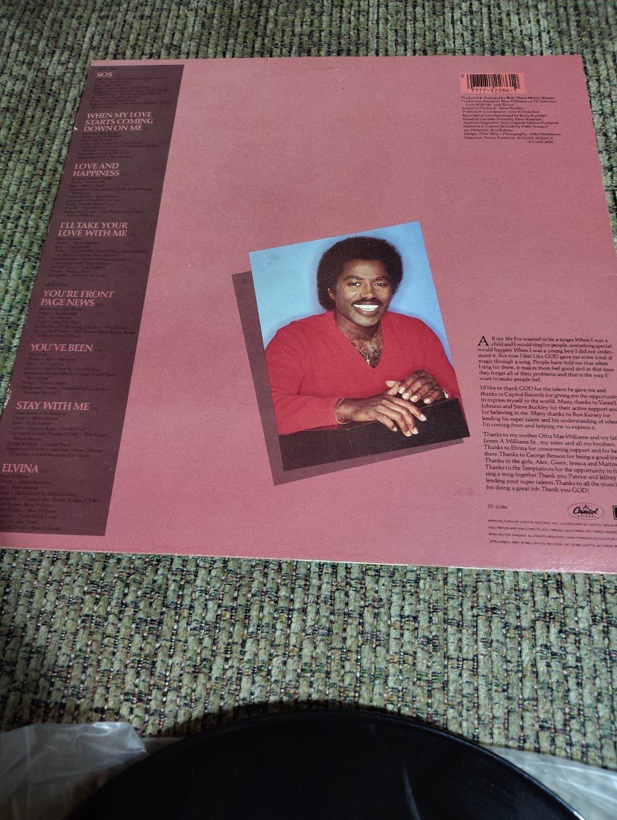 BEAU WILLIAMS Stay With Me LP CAPITOL STEREO DJ PROMO 1983 Boogie Funk Soul - Thumbnail 4