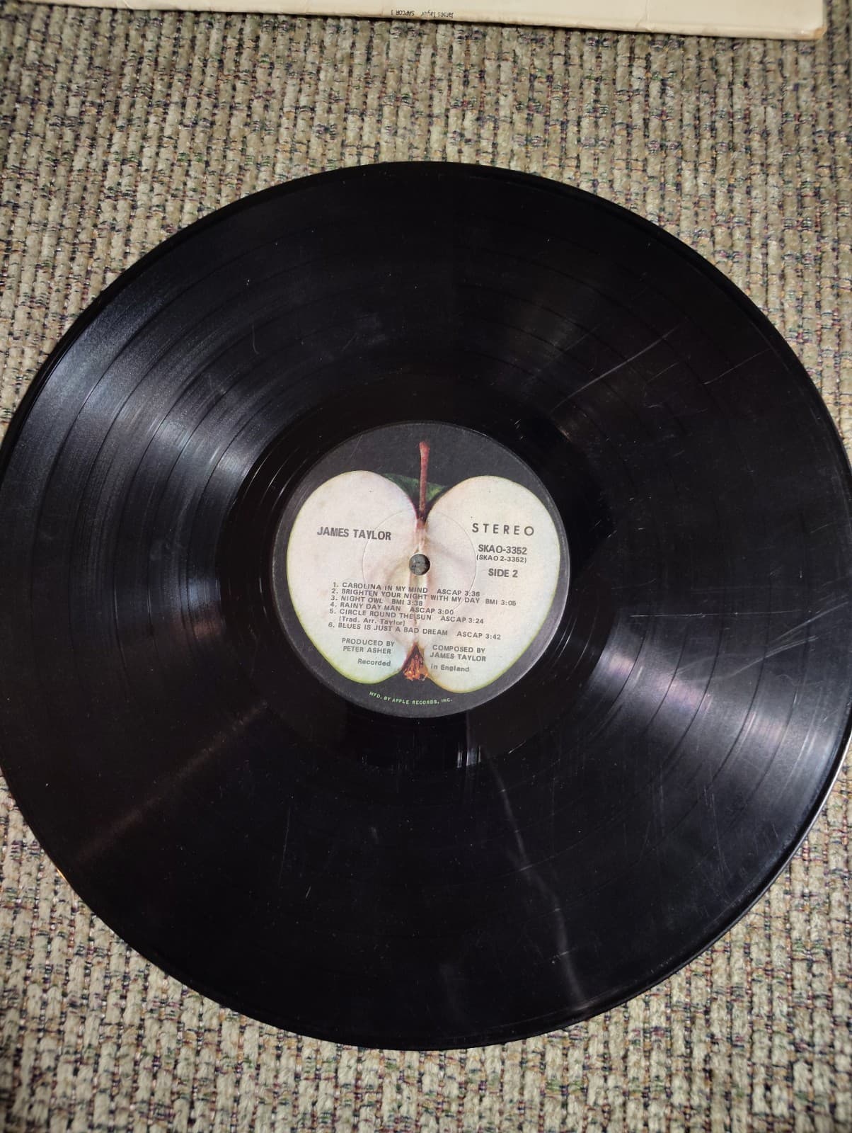 James Taylor Vinyl LP Folk Rock James Taylor Apple Records 1968 12" 33 RPM Black - Thumbnail 4