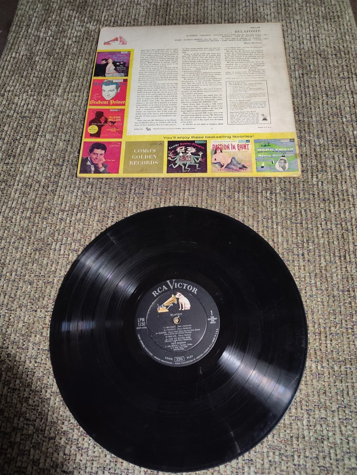 33 RPM LP Record Belafonte RCA Victor Records LPM-1150 Good+ - Thumbnail 3