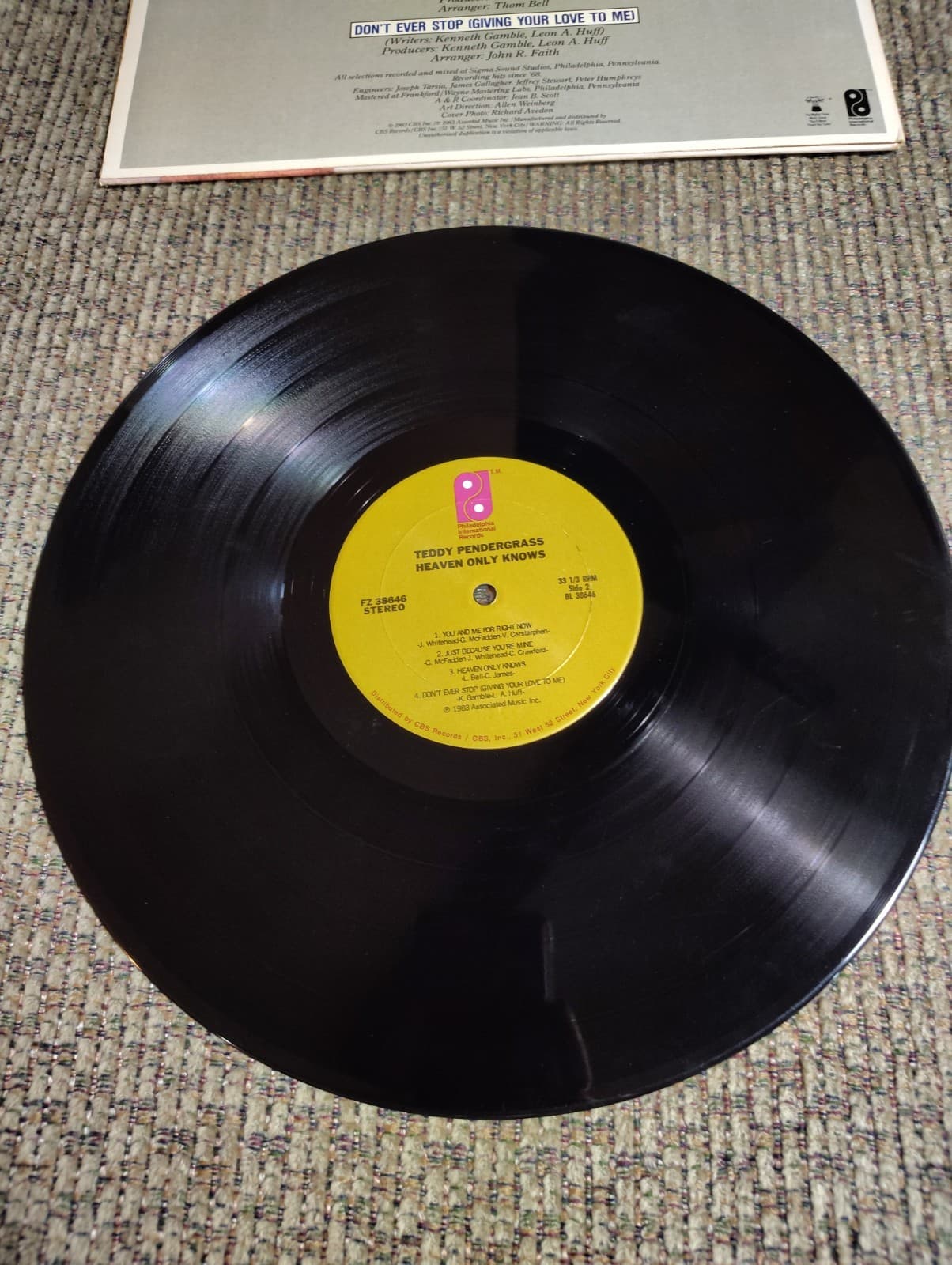 TEDDY PENDERGRASS Heaven Only Knows 1983 Vinyl LP Philadelphia Int FZ 38646 VG - Thumbnail 4