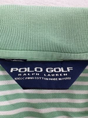 Polo Golf Ralph Lauren Pinehurst No 2 Mens L Green Stripe Pima Cotton Polo Shirt - Thumbnail 4