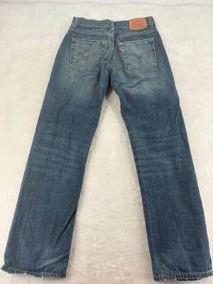 Levi's 514 Straight Boys Jeans Size 14 Reg W27 L27 Distressed Medium Wash Denim - Thumbnail 8