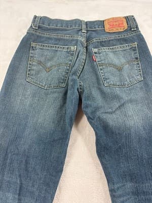 Levi's 514 Straight Boys Jeans Size 14 Reg W27 L27 Distressed Medium Wash Denim - Thumbnail 9
